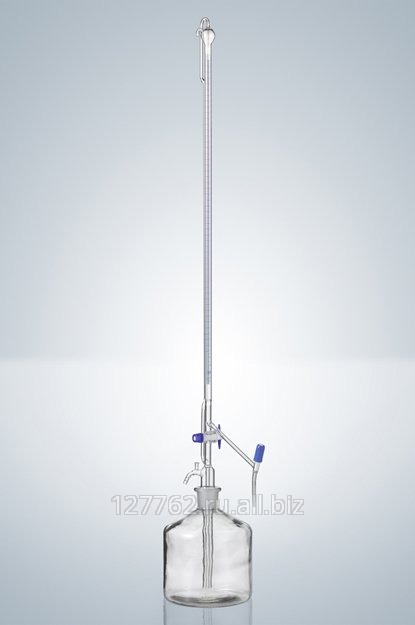 Автоматическая бюретка Пеллета Hirschmann 10 : 0,02 мл, класс AS, с промежуточным краном, светлое стекло, синяя градуировка, PTFE краны Артикул 3540360