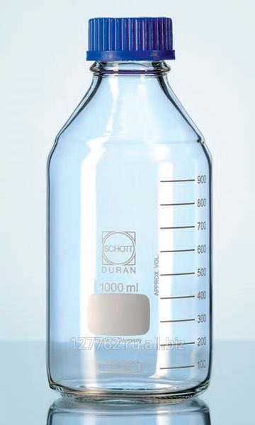 Бутыль DURAN Group 1000 мл, GL45, с крышкой и сливным кольцом, бесцветное стекло Артикул 218015455