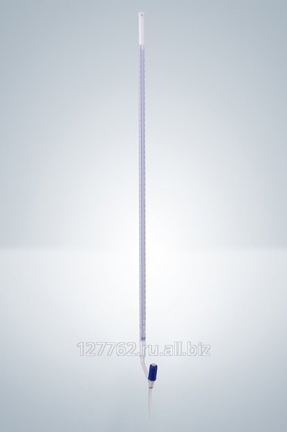 Бюретка Hirschmann 10 : 0,02 мл, класс B, с линией Шеллбаха, светлое стекло, синяя градуировка, боковой клапанный PTFE кран Артикул 3210360
