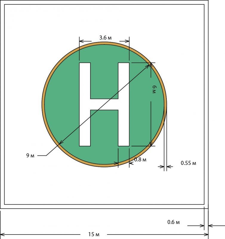 Разметка и нанесение краски на покрытие вертолетной площадки