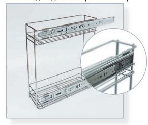 Ящик выдвижной бокового крепления плавной доводки на шариковых направляющих