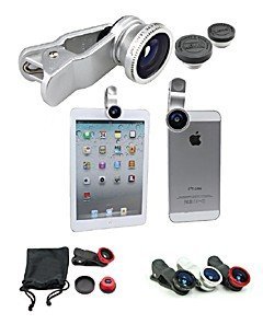 объективы с клипсой универсальные для iphone и других мобильных телефонов (fisheye+wide+macro)