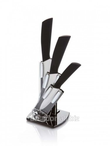 набор керамических ножей, 3 шт.+ подставка «мастер кухни»