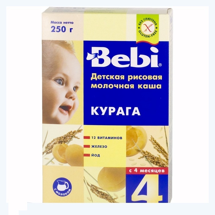 Каша BEBI молочная рисовая курага с 4 мес. 250 г