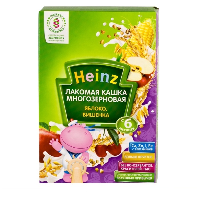 Каша HEINZ молочная Лакомая многозерновая яблоко, вишенка c 5 мес. 200 г