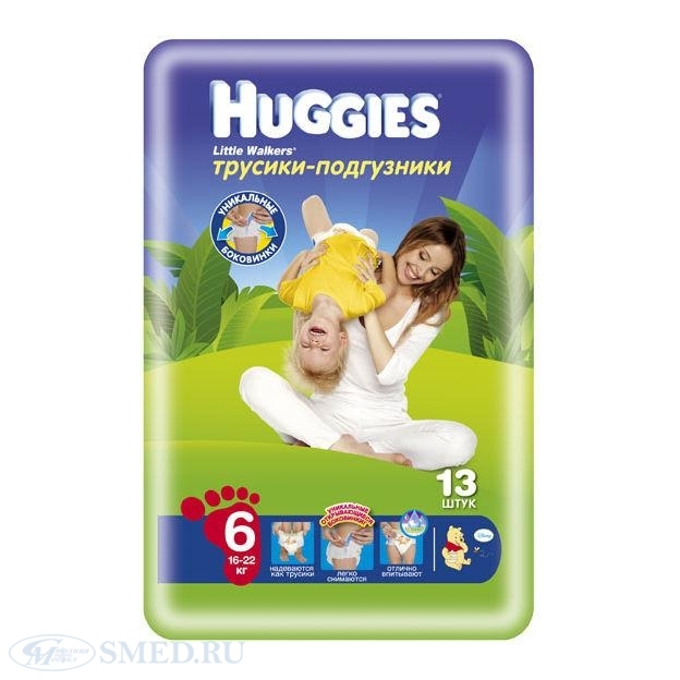 Подгузники HUGGIES LITTLE WALKERS трусы р.6 16-22 кг уп.13