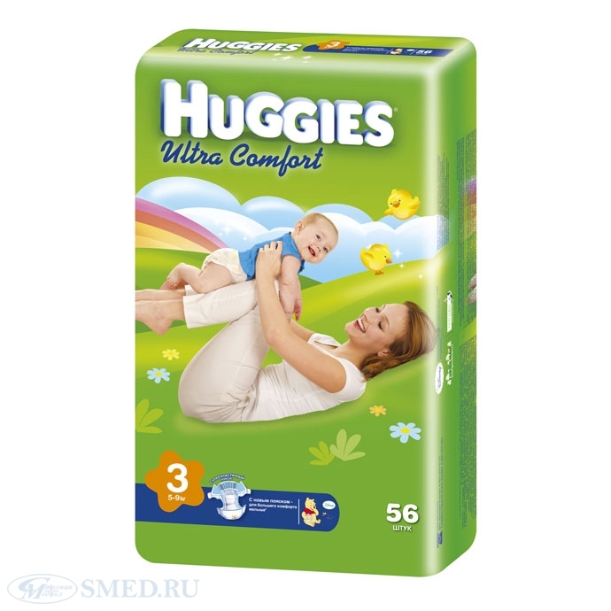 Подгузники HUGGIES ULTRA COMFORT р.3 5-9 кг уп.56