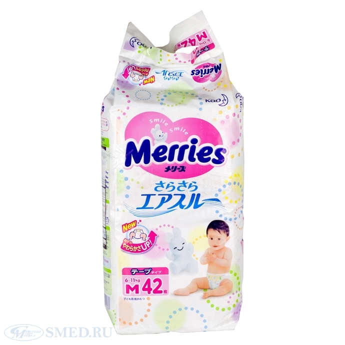 Подгузники MERRIES р.M 6-11 кг уп. 42