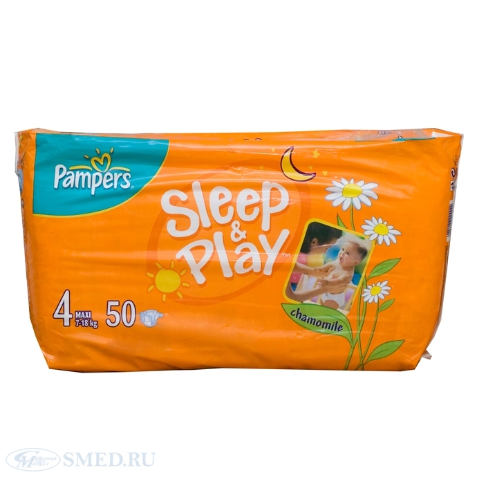 Подгузники PAMPERS SLEEP&PLAY Ромашка р.Макси 7-18 кг уп.50