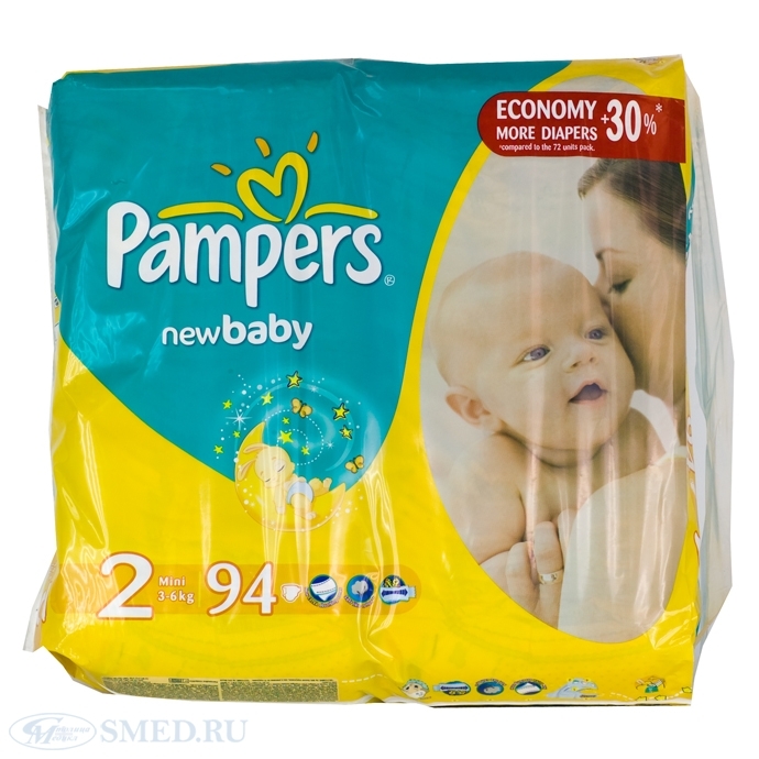 Подгузники PAMPERS NEW BABY р.Мини 3-6 кг уп.94