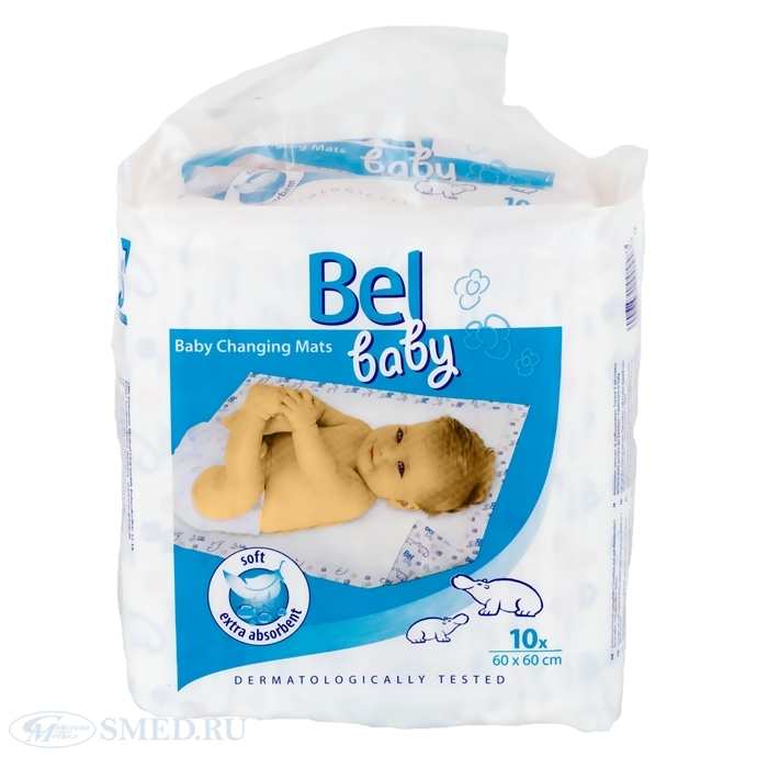 Простыни (пеленки) BEL BABY детские впитывающие 60х60 см 10 шт