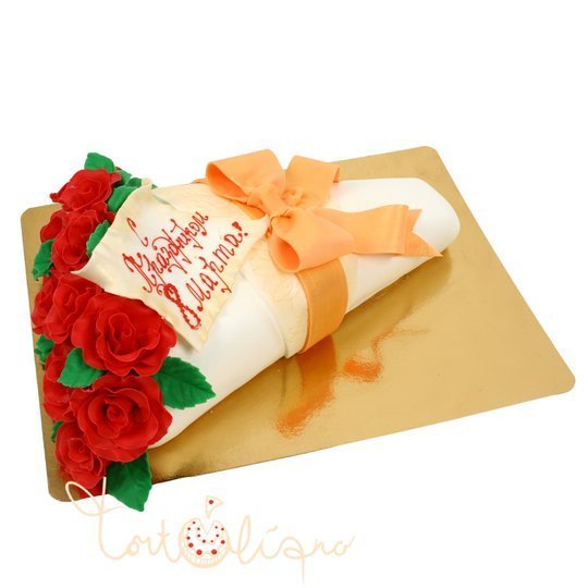 Праздничный торт букет цветов на 8 марта №749