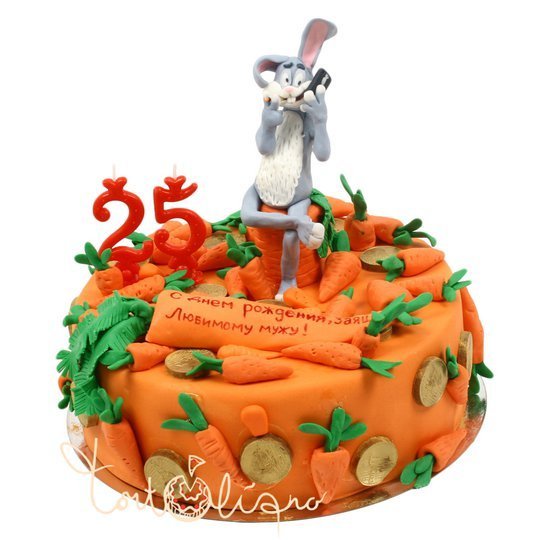 Праздничный торт на день рождения с кроликом №821