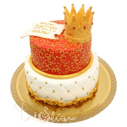 Праздничный торт с желтой короной №802