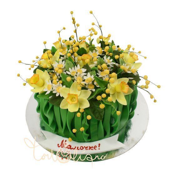 Праздничный торт в виде букета цветов №759