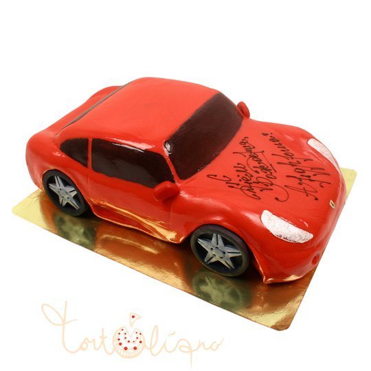 Праздничный торт в виде красного автомобиля №805