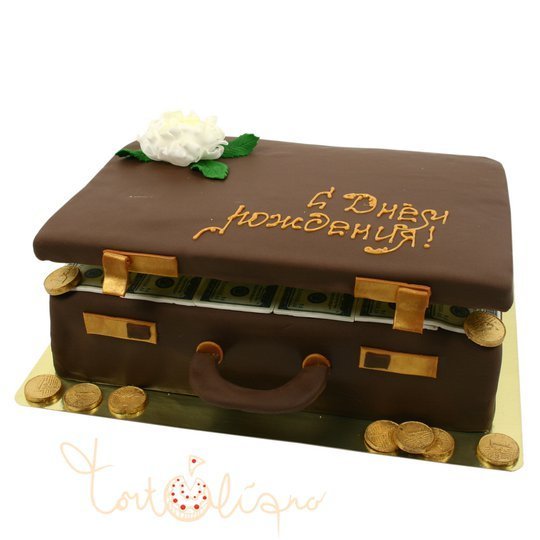 Праздничный торт в виде чемодана на день рождения №849