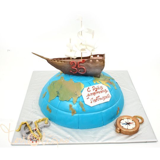 Праздничный торт в виде корабля №178