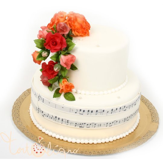 Свадебный торт Музыка с цветами №128