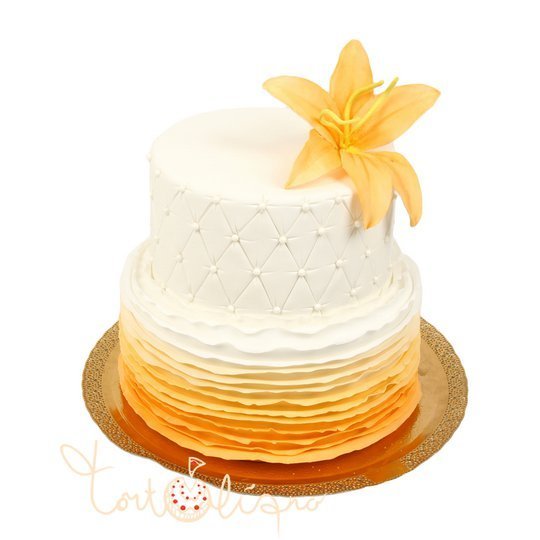 Свадебный торт омбре с цветком №533