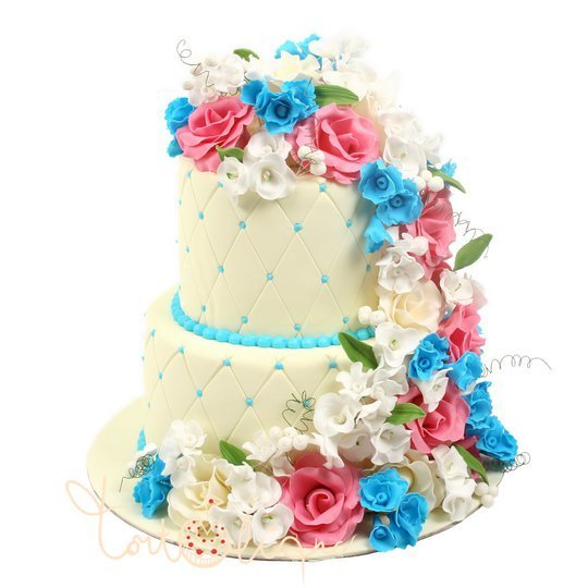 Свадебный торт красочные цветы №636