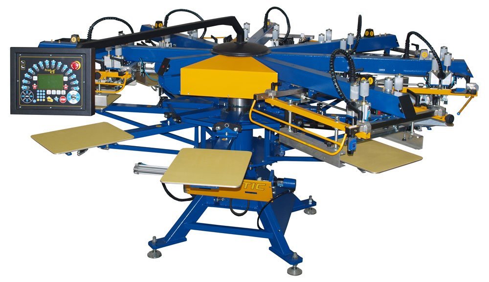 Автоматический трафаретный печатный станок карусельного типа Minimatic для печати по текстилю
