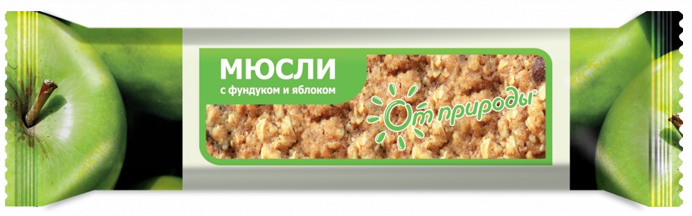 Батончик Мюсли с фундуком и Яблоком на фруктозе