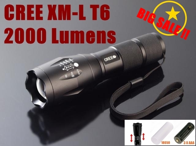 Светодиодный фонарик UltraFire E17 CREE XM-L T6 2000Lumens питание 3xAAA