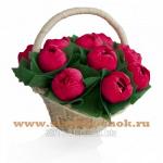 Корзинка с красными тюльпанами, арт. БК-10