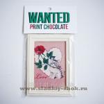 Шоколадная открытка "Love "Котенок с розой" 140мм х 100мм, арт. Отк-014Б