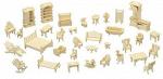 Игрушки: Большой набор мебели сборный деревянный (Р077)