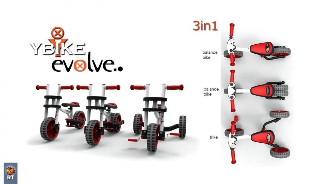 Велобалансир-велосипед-трансформер Y-BIKE Evolve Trike white red Велобалансир-велосипед-трансформер Y-BIKE Evolve Trike white red