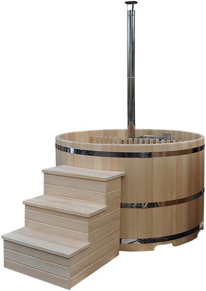Японская баня Фурако с дровяной встроенной печью из дуба