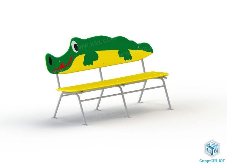 Скамейка детская на металлических ножках Крокодил МАФ14103