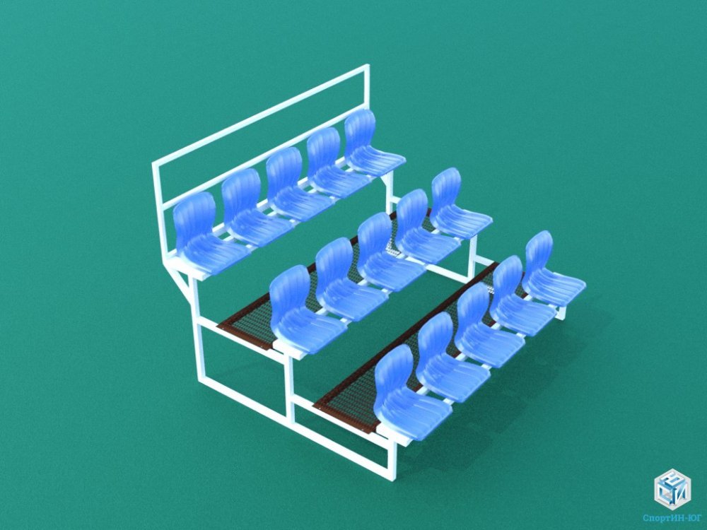 Трибуна спортивная 3х-ярусная (15 мест) с пластиковыми сиденьями ТЗП-3-15