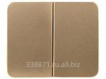 Выключатель Светозар Гамма двухклавишный, без вставки и рамки, цвет золотой металлик, 10A-~250B