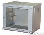 Шкаф настенный 19", 15U, 600х600х770, тонированная стеклянная дверь, серый