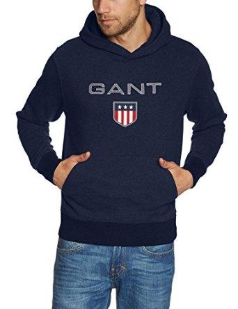 Свитшот Gant однотонный с логотипом, цвет темно-синий
