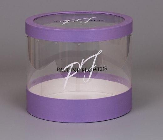 Фиолетовая круглая прозрачная коробка 230*190