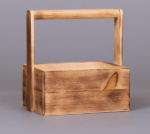 Малый деревянный сплошной ящик с брашировкой обожженный 200*150*100