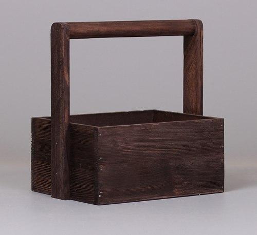 Малый деревянный сплошной ящик с брашировкой тонирование венге 200*150*100