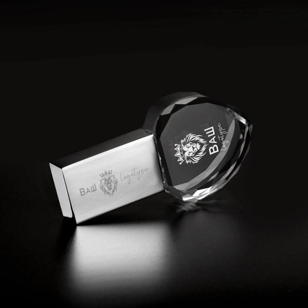 LED флешка с 2D/3D подсветкой Кристалл Сердце