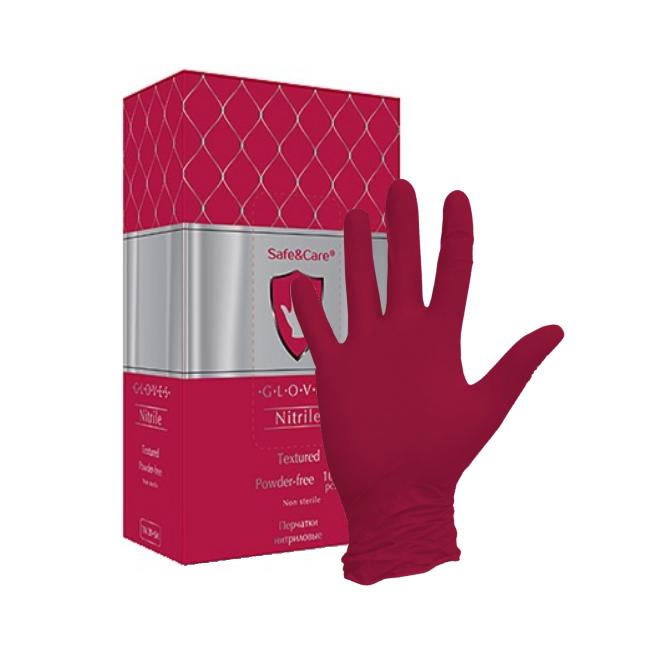 Перчатки нитриловые Safe&Care TN 31-5K красные (50 пар/уп)
