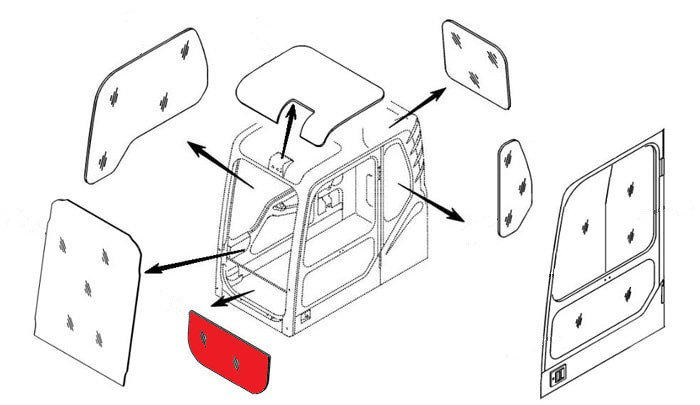 Стекло лобовое нижнее (триплекс) 4602563 / 4448307 HITACHI серия ZAXIS, ZAXIS-3G