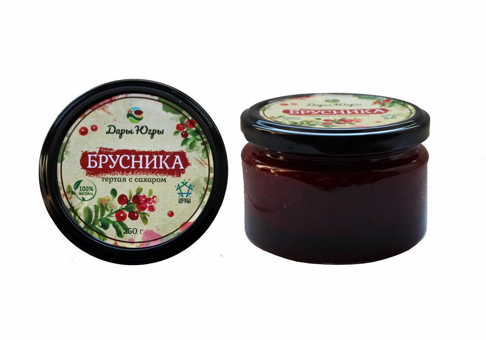 Брусника протертая с сахаром из Сибири (ХМАО-ЮГРА) 250 гр