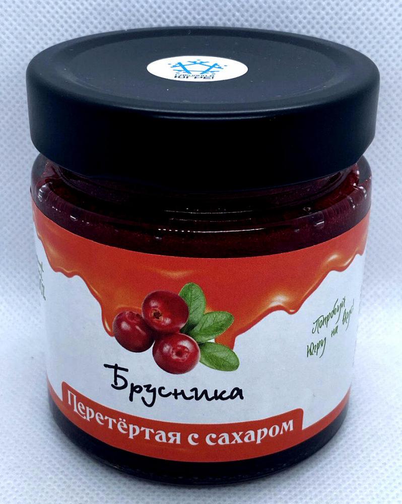 Брусника лесная дикорастущая тертая с сахаром / ДАРЫ-ЮГРЫ-ХМАО / 200 гр