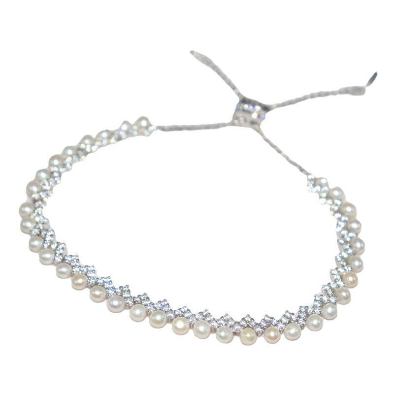 S925 Sterling Silver Bracelet Freshwater Pearl Water Wave Accessories