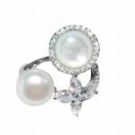 S925 Sterling Silver Ring Women's Fritillaria Pearl Ring