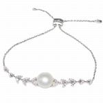 S925 sterling silver diamond freshwater pearl wheat bracelet