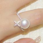 S925 Sterling Silver Ring Female Diamond Cross Star Pearl Ring - Раздел: Галантерея, бижутерия, ювелирные изделия